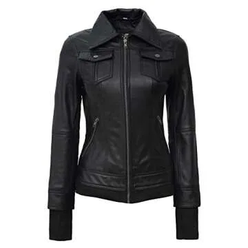 Blingsoul Real Leather Bomber Jacket Women With Detachable Hood for Timeless Style