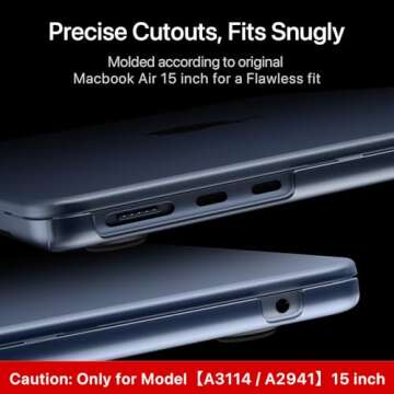 Soonjet Compatible for MacBook Air 15 inch Case M4 2025 2024 2023 M3 M2 [100% Match Official Color] [Ultra Thin Armor] Protective Hard Shell Matte Cover for Laptop A3114 A2941 - Midnight Clear