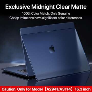 Soonjet Compatible for MacBook Air 15 inch Case M4 2025 2024 2023 M3 M2 [100% Match Official Color] [Ultra Thin Armor] Protective Hard Shell Matte Cover for Laptop A3114 A2941 - Midnight Clear