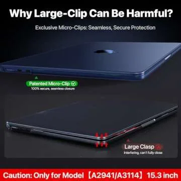 Soonjet Compatible for MacBook Air 15 inch Case M4 2025 2024 2023 M3 M2 [100% Match Official Color] [Ultra Thin Armor] Protective Hard Shell Matte Cover for Laptop A3114 A2941 - Midnight Clear