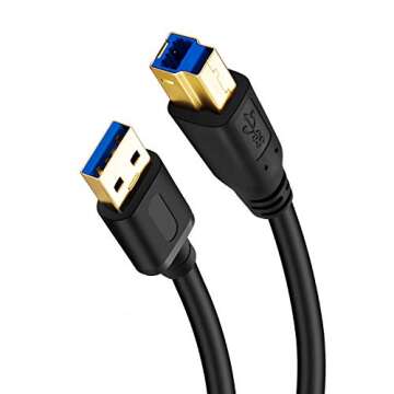 Jelly Tang USB 3.0 Cable A Male to B Male 6Ft, SuperSpeed USB 3.0 for Printers and Scanners
