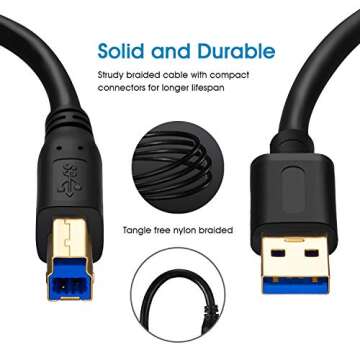 Jelly Tang USB 3.0 Male to Male Cable 6Ft - Fast Data Transfer