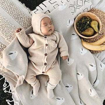 mimixiong Cotton Baby Romper with Hat for Newborns