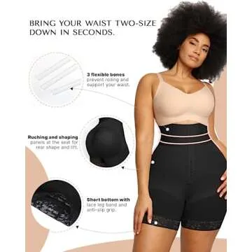 SHAPELLX High Waisted Body Shaper Shorts Shapewear for Women Tummy Control Thigh Slimming Slip Shorts Butt Lifting Shapewear