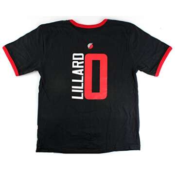 Majestic Damian Lillard Portland Trail Blazers #0 NBA Youth Vertical Name & Number Ringer T-Shirt (Y...
