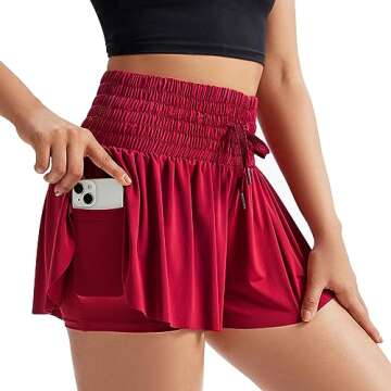 Flowy Womens Athletic Shorts High Waisted Gym Yoga Workout Running Butterfly Tennis Sports Active Sk...
