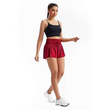 Flowy Women's High Waisted Athletic Shorts with Pockets