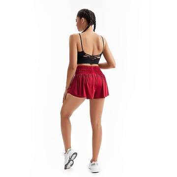 Flowy Women's High Waisted Athletic Shorts with Pockets