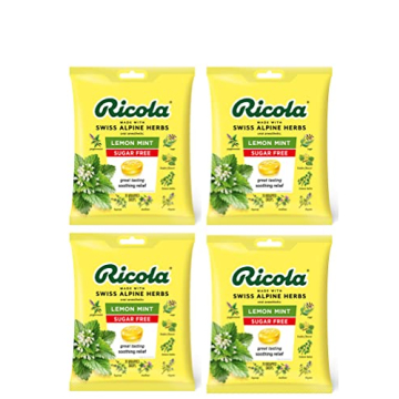 Ricola Sugar-Free Lemon Mint Cough Drops - Herbal Throat Relief (Pack of 2, 19 ct)