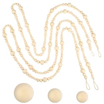 2pc 13.6 feet Wooden Beads Garland for Tier Tray Rustic Farmhouse Beads Country Decor Prayer Boho Be...