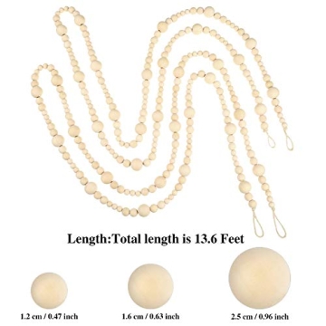 Wooden Beads Garland 13.6ft Rustic Farmhouse Decor
