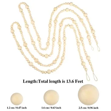 Wooden Beads Garland 13.6ft Rustic Farmhouse Decor