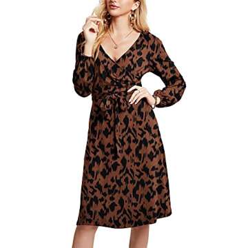 Stylish HUSKARY V Neck Midi Dress with Pockets