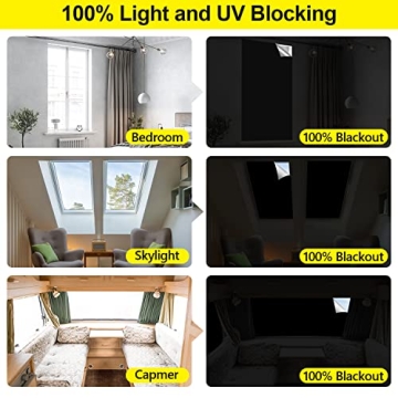 FADOTY 100% Blackout Portable Window Shades 118" x 57"