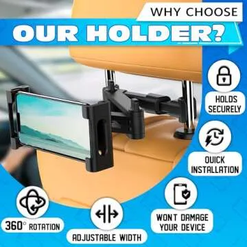Adjustable Car Headrest Tablet Holder Mount for Easy Viewing