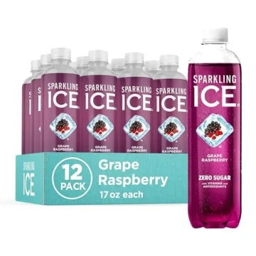 Sparkling Ice Grape Raspberry Sparkling Water, Zero Sugar, Vitamins & Antioxidants, 12 Pack