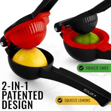 Zulay 2-In-1 Lemon Squeezer - Sturdy Metal Hand Juicer for Maximum Juice Extraction