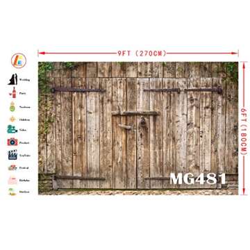 LB 9X6ft Vinyl Vintage Barn Door Backdrop Rustic Wooden Door Photo Backdrop Western Cowboy Retro Bac...