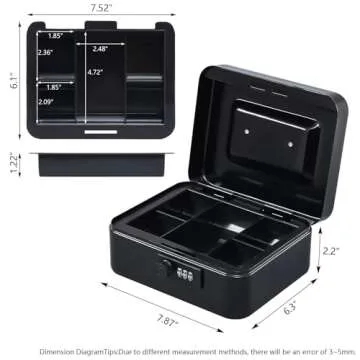 KYODOLED Cash Box with Combination Lock for Security