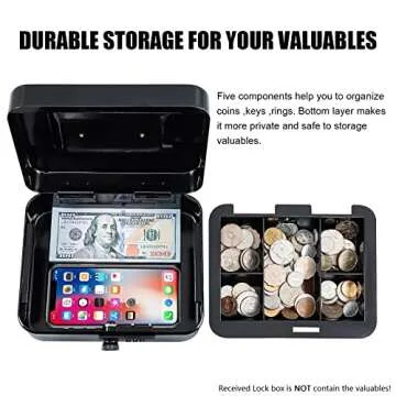 KYODOLED Cash Box with Combination Lock for Security