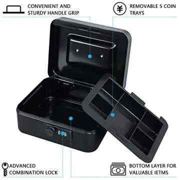 KYODOLED Cash Box with Combination Lock for Security