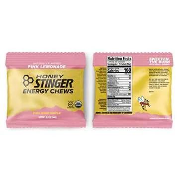 Honey Stinger Organic Energy Chews – Variety Pack with Sticker – 8 Count – Chewy Gummy Energy Source for Any Activity - Pink Lemonade, Fruit Smoothie, Pomegranate Passionfruit & Cherry Blossom
