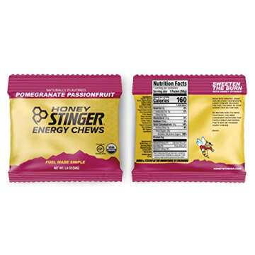 Honey Stinger Organic Energy Chews – Variety Pack with Sticker – 8 Count – Chewy Gummy Energy Source for Any Activity - Pink Lemonade, Fruit Smoothie, Pomegranate Passionfruit & Cherry Blossom