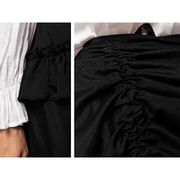 Anna-Kaci Woman Steampunk Retro Punk Cincher Long Ruffle Cosplay High Low Skirt, Black, Medium