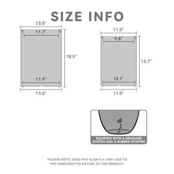 Kante 18.5",15.7" H Tall Rectangular Concrete Planters Set of 2, Outdoor Indoor Lightweight Plant Po...