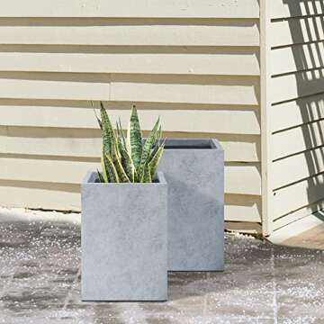 Kante Modern Concrete Planters Set of 2 for Home Garden