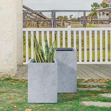 Kante Modern Concrete Planters Set of 2 for Home Garden