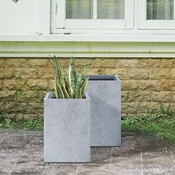 Kante Modern Concrete Planters Set of 2 for Home Garden