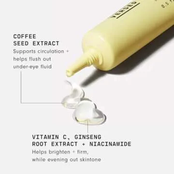 Versed Vacation Eyes Brightening Eye Gel - Lightweight Cooling Gel For Puffy Eyes with Vitamin C, Ginseng Root Extract and Niacinamide - Help Reduce Under-Eye Darkness - Vegan (0.5 fl oz)