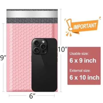 Famagic Bubble Mailers 6x10 Inch 50pc - Chic Light Pink Padded Shipping Bags for Small Business