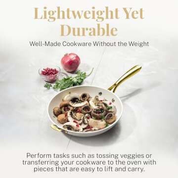 Gotham Steel 14 Inch Non Stick Frying Pan, Nonstick Skillet with Lid, PFOA Free Ceramic Cooking Pan, Dishwasher Safe, Cream White