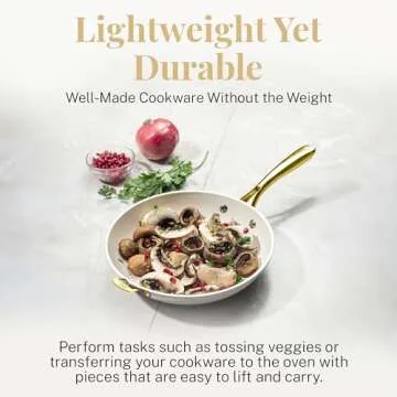 Gotham Steel 14 Inch Non Stick Frying Pan, Nonstick Skillet with Lid, PFOA Free Ceramic Cooking Pan, Dishwasher Safe, Cream White