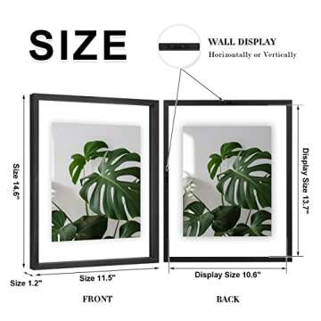 Egofine 11x14 Floating Frames Set of 2, Double Plexiglass Picture Frame, Made of Solid Wood Display ...