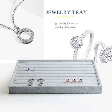 Oirlv Velvet 7 Slots Ring Earrings Studs Tray Showcase Display Jewelry Organizer