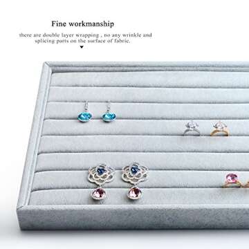 Oirlv Velvet 7 Slots Ring Earrings Studs Tray Showcase Display Jewelry Organizer