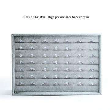 Oirlv Velvet 7 Slots Ring Earrings Studs Tray Showcase Display Jewelry Organizer