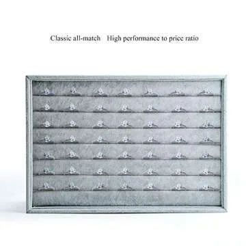 Oirlv Velvet 7 Slots Ring Earrings Studs Tray Showcase Display Jewelry Organizer