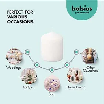 BOLSIUS 12 White Pillar Candles - 17 Hour Burn - Eco-Friendly