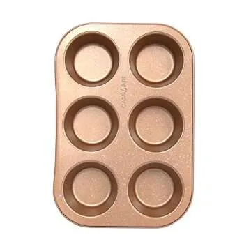 casaWare Toaster Oven 6 Cup Muffin Pan NonStick Ceramic Coated (Rose Gold Granite)