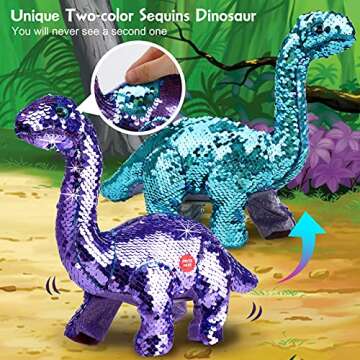 Koonie Dinosaur Toys for Girls, 2 Year Old Girl Toys, Purple Dinosaur Remote Control Reversible Sequ...
