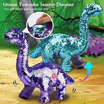 Koonie Dinosaur Toys for Girls, 2 Year Old Girl Toys, Purple Dinosaur Remote Control Reversible Sequ...