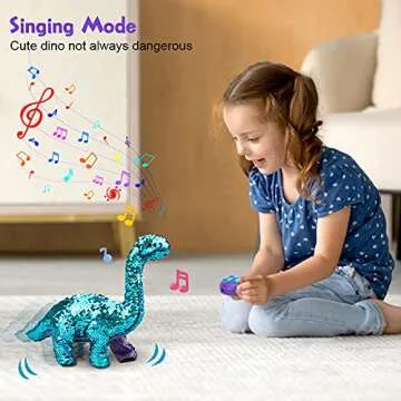 Koonie Dinosaur Toys for Girls, 2 Year Old Girl Toys, Purple Dinosaur Remote Control Reversible Sequins Dinosaur Toy Can Repeat Walk Roar Sing, Christmas Birthday Gifts for 2-7 Years Old Kids Toddlers