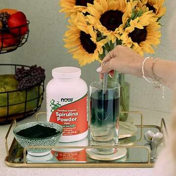 NOW Foods Supplements, Certified Organic, Spirulina Powder, Rich in Beta-Carotene (Vitamin A) and B-12 with naturally occurring GLA & Chlorophyll, 1-Pound