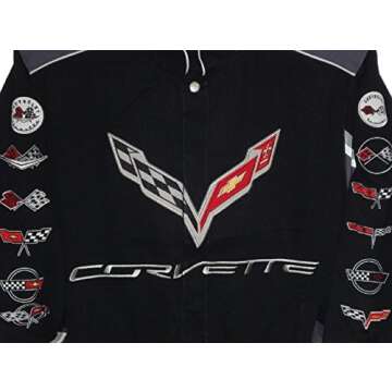 J.H. Design Corvette Racing Embroidered Cotton Jacket Black Size