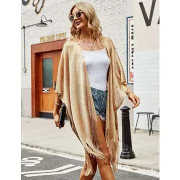 Elegant Pearl Fringe Kimono Cover Up for Women