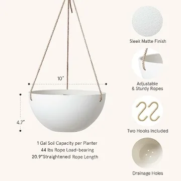 LA Jolie Muse 10 Inch Hanging Planters for Indoor and Outdoor